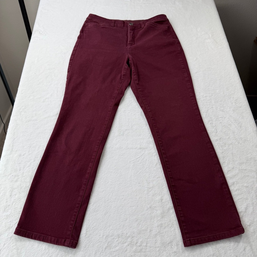 Christopher & Banks Signature Slimming Pants Womens 8 Burgundy Good Straight Leg